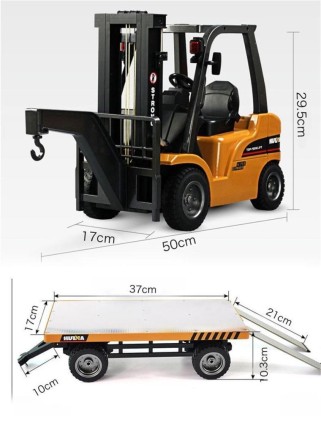 HUINA 1/10 Yüksek Kalite RC Model Dorseli Forklift Uzaktan Kumandalı Metal İş Makinası - 2.4G 10 Kanal Full Fonksiyon Sesli ve Işıklı - 1576 - Thumbnail