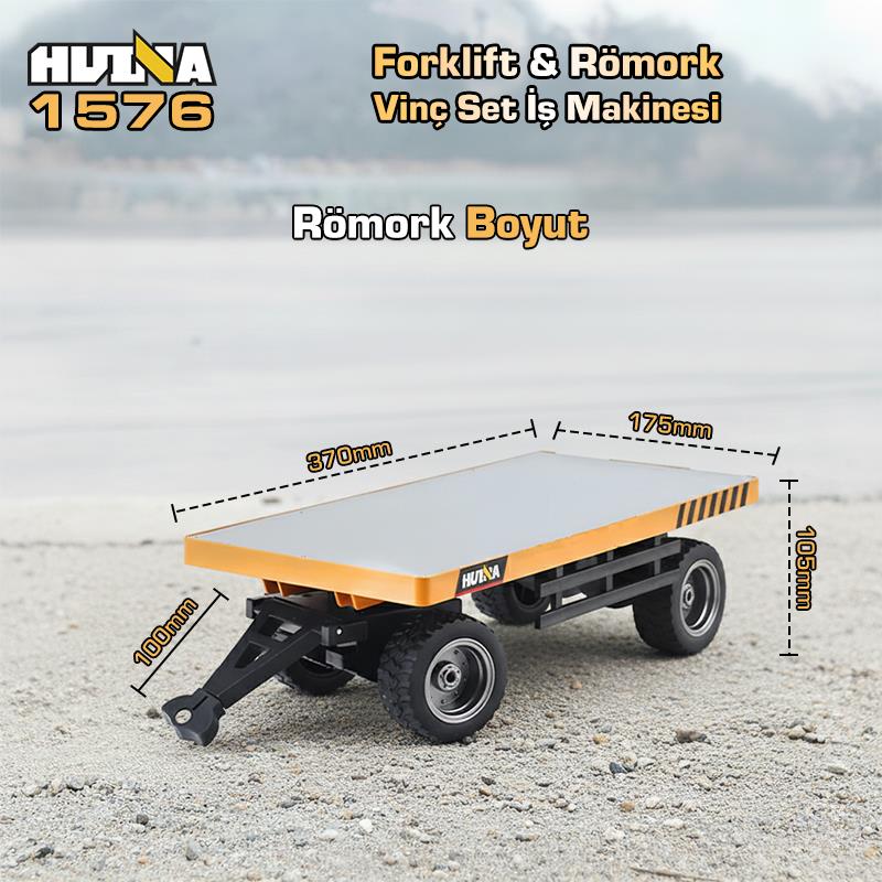 HUINA 1576 1/10 Yüksek Kalite RC Model Forklift & Römork Vinç Set İş Makinesi RC Uzaktan Kumandalı Metal -2.4G 8 Kanal Full Fonksiyon Sesli&Işıklı
