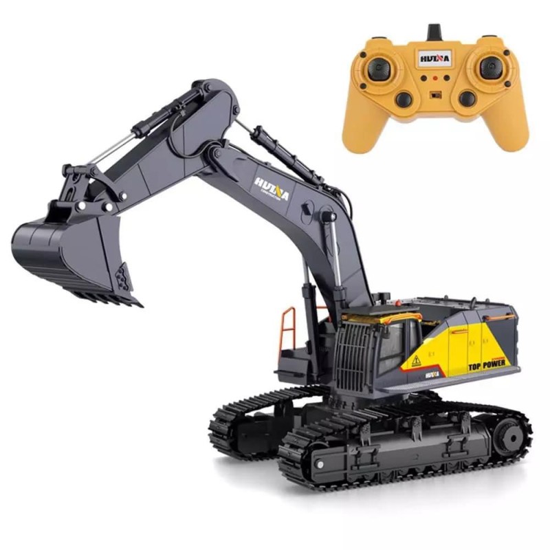 HUINA 1592 1/14 Yüksek Kalite 22 Kanal RC Model Metal Kepçeli Ekskavatör Kazıcı Uzaktan Kumandali Çok Fonksiyonlu İş Makinası - 2.4G Sesli & Işıklı