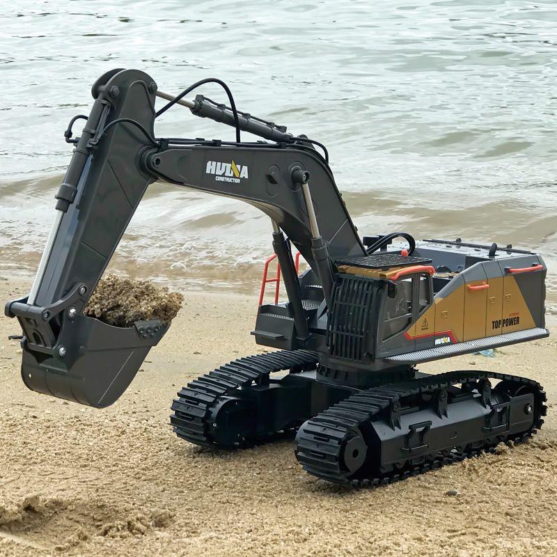 HUINA 1592 1/14 Yüksek Kalite 22CH Profesyonel RC Uzaktan Kumandalı İş Makinesi Metal Kepçeli Ekskavatör Kazıcı Excavator İnşaat Aracı - Sesli ve Işıklı