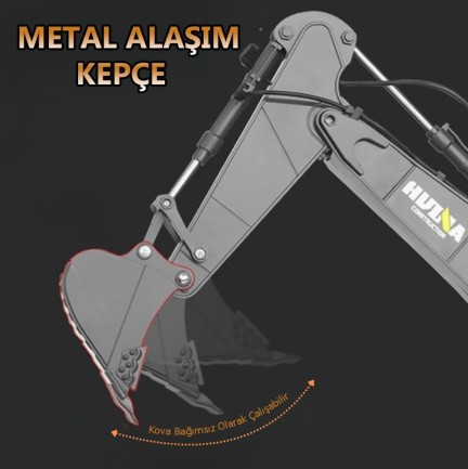 HUINA 1592 1/14 Yüksek Kalite 22CH Profesyonel RC Uzaktan Kumandalı İş Makinesi Metal Kepçeli Ekskavatör Kazıcı Excavator İnşaat Aracı - Sesli ve Işıklı - Thumbnail