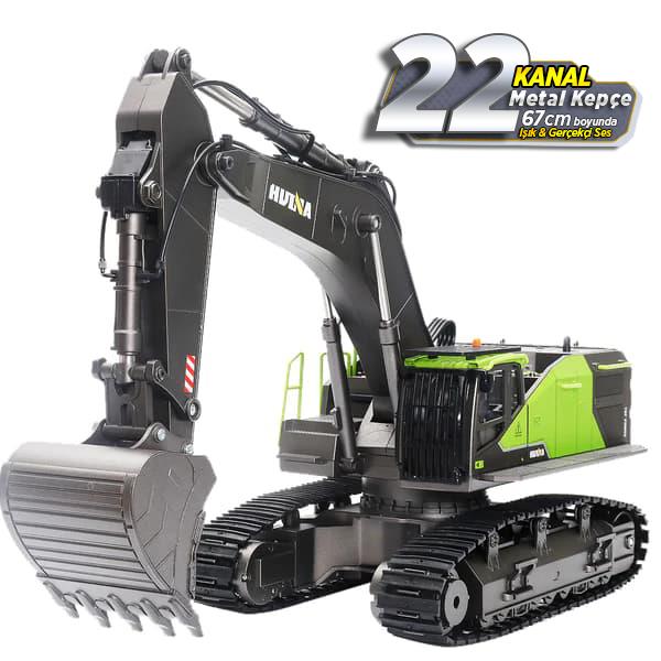 HUINA 1593 1/14 Yüksek Kalite 22 Kanal RC Model Metal Kepçeli Kazıcı Ekskavatör Uzaktan Kumandalı Çok Fonksiyonlu İş Makinesi -2.4G Sesli&Işıklı