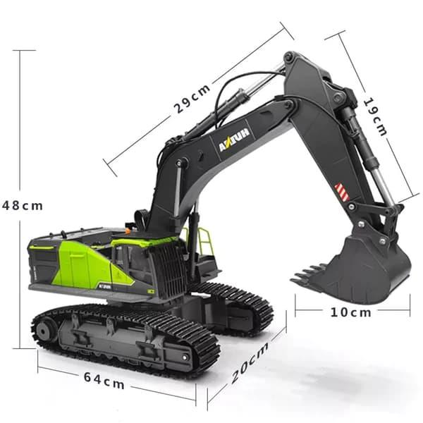 HUINA 1593 1/14 Yüksek Kalite 22 Kanal RC Model Metal Kepçeli Kazıcı Ekskavatör Uzaktan Kumandalı Çok Fonksiyonlu İş Makinesi -2.4G Sesli&Işıklı