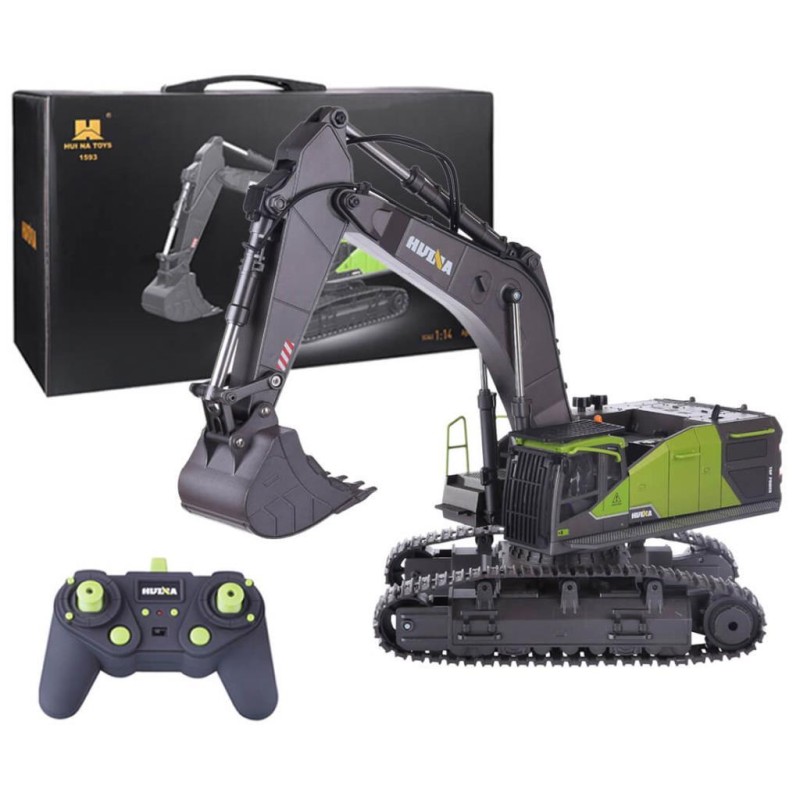 HUINA 1593 1/14 Yüksek Kalite 22 Kanal RC Model Metal Kepçeli Kazıcı Ekskavatör Uzaktan Kumandalı Çok Fonksiyonlu İş Makinesi -2.4G Sesli&Işıklı