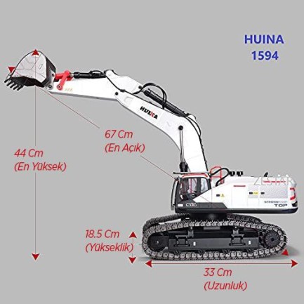 HUINA 1/14 Profesyonel (2022) 22 Kanal RC Model 4 Farklı Kepçeli Ekskavatör Kazıcı Uzaktan Kumandali Çok Fonksiyonlu İş Makinası - 2.4G Sesli & Işıklı - 1594 - - Thumbnail