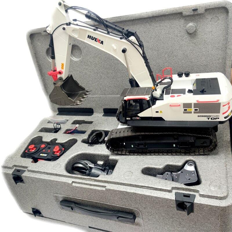 HUINA 1594 1/14 Profesyonel 22 Kanal RC Model 4 Farklı Metal Kepçeli Ekskavatör Kepçe Kazıcı Uzaktan Kumandalı İş Makinesi -2.4G Sesli&Işıklı - Taşıma Çantası Dahil