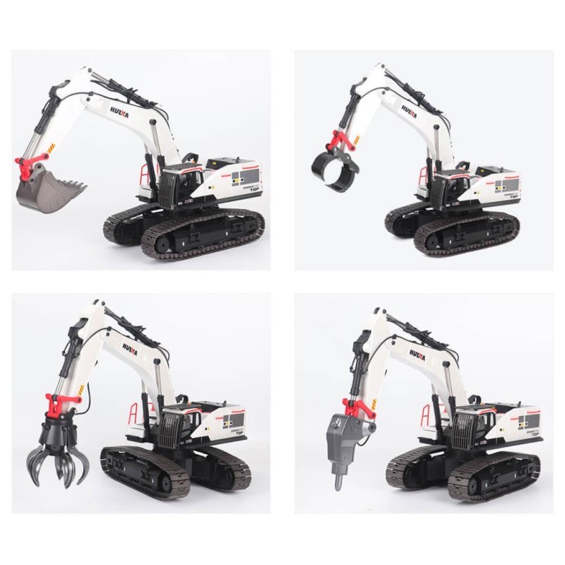 HUINA 1594 1/14 Profesyonel 22 Kanal RC Model 4 Farklı Metal Kepçeli Ekskavatör Kepçe Kazıcı Uzaktan Kumandalı İş Makinesi -2.4G Sesli&Işıklı - Taşıma Çantası Dahil