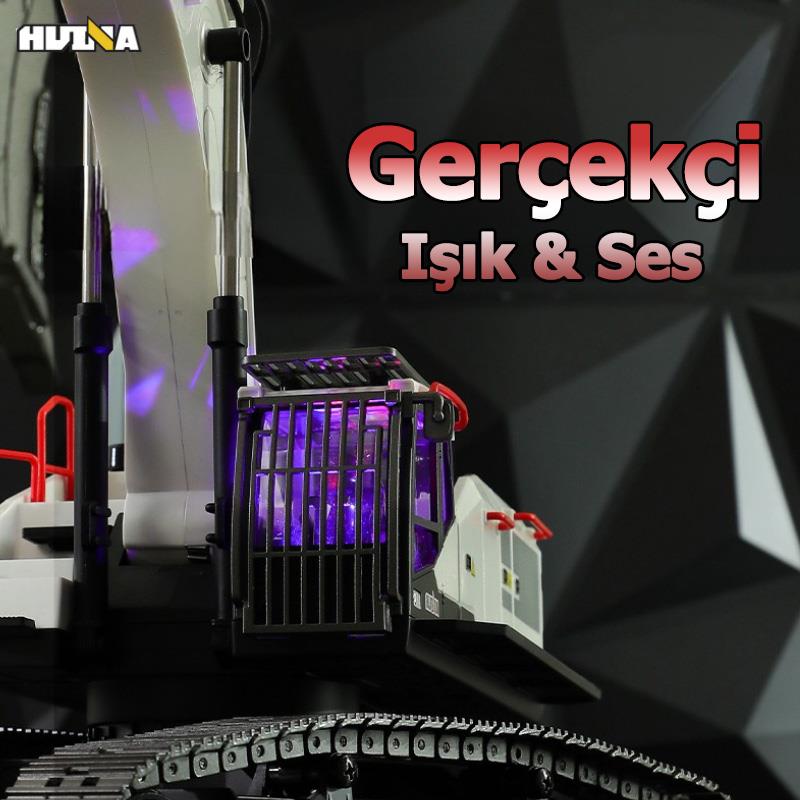 HUINA 1594 1/14 Profesyonel 22 Kanal RC Model 4 Farklı Metal Kepçeli Ekskavatör Kepçe Kazıcı Uzaktan Kumandalı İş Makinesi -2.4G Sesli&Işıklı - Taşıma Çantası Dahil