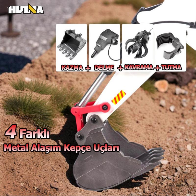 HUINA 1594 1/14 Profesyonel 22 Kanal RC Model 4 Farklı Metal Kepçeli Ekskavatör Kepçe Kazıcı Uzaktan Kumandalı İş Makinesi -2.4G Sesli&Işıklı - Taşıma Çantası Dahil