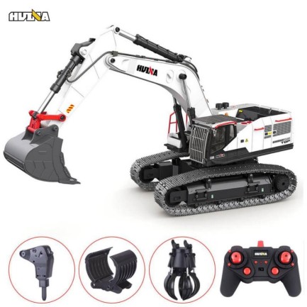 HUINA 1594 1/14 Profesyonel 22 Kanal RC Model 4 Farklı Metal Kepçeli Ekskavatör Kepçe Kazıcı Uzaktan Kumandalı İş Makinesi -2.4G Sesli&Işıklı - Taşıma Çantası Dahil - Thumbnail