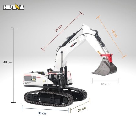 HUINA 1594 1/14 Profesyonel 22 Kanal RC Model 4 Farklı Metal Kepçeli Ekskavatör Kepçe Kazıcı Uzaktan Kumandalı İş Makinesi -2.4G Sesli&Işıklı - Taşıma Çantası Dahil - Thumbnail