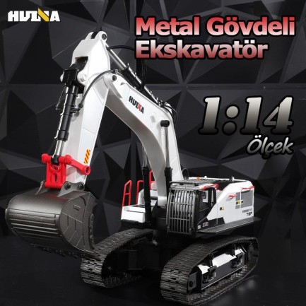 HUINA 1594 1/14 Profesyonel 22 Kanal RC Model 4 Farklı Metal Kepçeli Ekskavatör Kepçe Kazıcı Uzaktan Kumandalı İş Makinesi -2.4G Sesli&Işıklı - Taşıma Çantası Dahil - Thumbnail