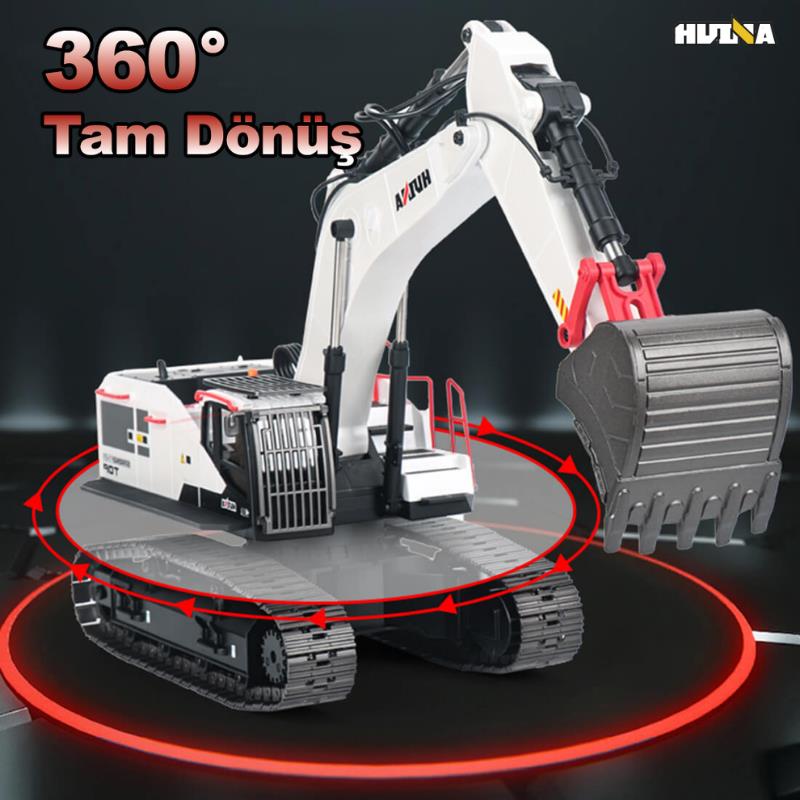 HUINA 1594 1/14 Profesyonel 22 Kanal RC Model 4 Farklı Metal Kepçeli Ekskavatör Kepçe Kazıcı Uzaktan Kumandalı İş Makinesi -2.4G Sesli&Işıklı - Taşıma Çantası Dahil