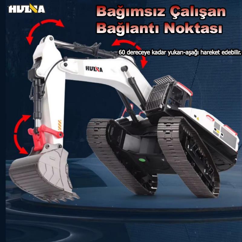 HUINA 1594 1/14 Profesyonel 22 Kanal RC Model 4 Farklı Metal Kepçeli Ekskavatör Kepçe Kazıcı Uzaktan Kumandalı İş Makinesi -2.4G Sesli&Işıklı - Taşıma Çantası Dahil