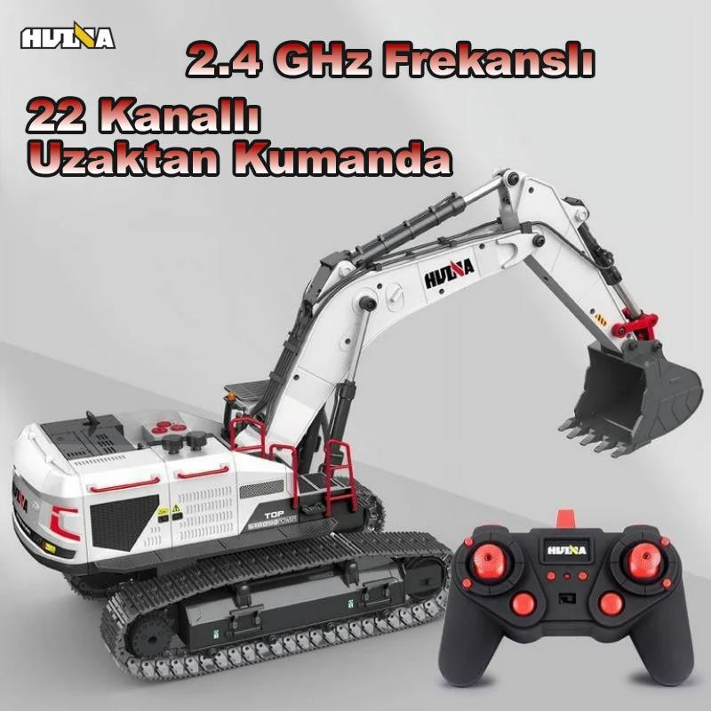 HUINA 1594 1/14 Profesyonel 22 Kanal RC Model 4 Farklı Metal Kepçeli Ekskavatör Kepçe Kazıcı Uzaktan Kumandalı İş Makinesi -2.4G Sesli&Işıklı - Taşıma Çantası Dahil