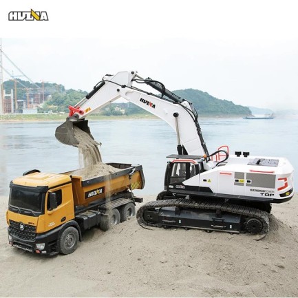 HUINA 1594 1/14 Profesyonel 22 Kanal RC Model 4 Farklı Metal Kepçeli Ekskavatör Kepçe Kazıcı Uzaktan Kumandalı İş Makinesi -2.4G Sesli&Işıklı - Taşıma Çantası Dahil - Thumbnail