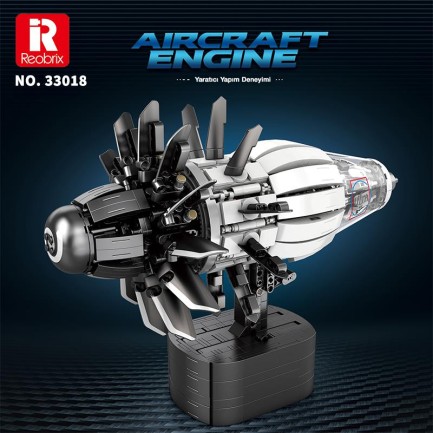 Reobrix Technic 33018 Uçak Motoru (Aircraft Engine) Hareketli Yaratıcı Yapı Blok Seti Building Blocks 1351 Parça - Thumbnail
