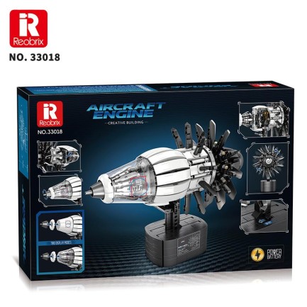 Reobrix Technic 33018 Uçak Motoru (Aircraft Engine) Hareketli Yaratıcı Yapı Blok Seti Building Blocks 1351 Parça - Thumbnail