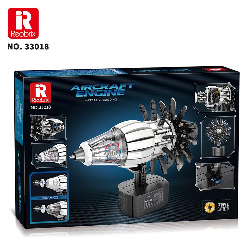 Reobrix Technic 33018 Uçak Motoru (Aircraft Engine) Hareketli Yaratıcı Yapı Blok Seti Building Blocks 1351 Parça