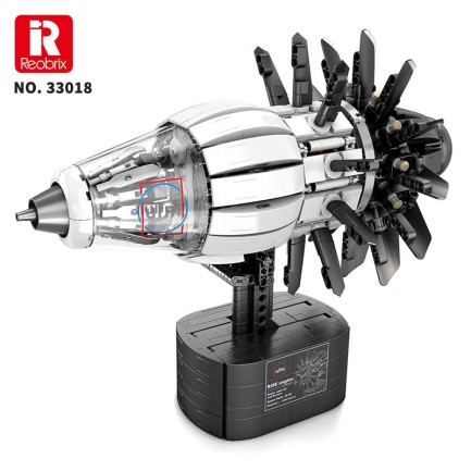 Reobrix Technic 33018 Uçak Motoru (Aircraft Engine) Hareketli Yaratıcı Yapı Blok Seti Building Blocks 1351 Parça - Thumbnail