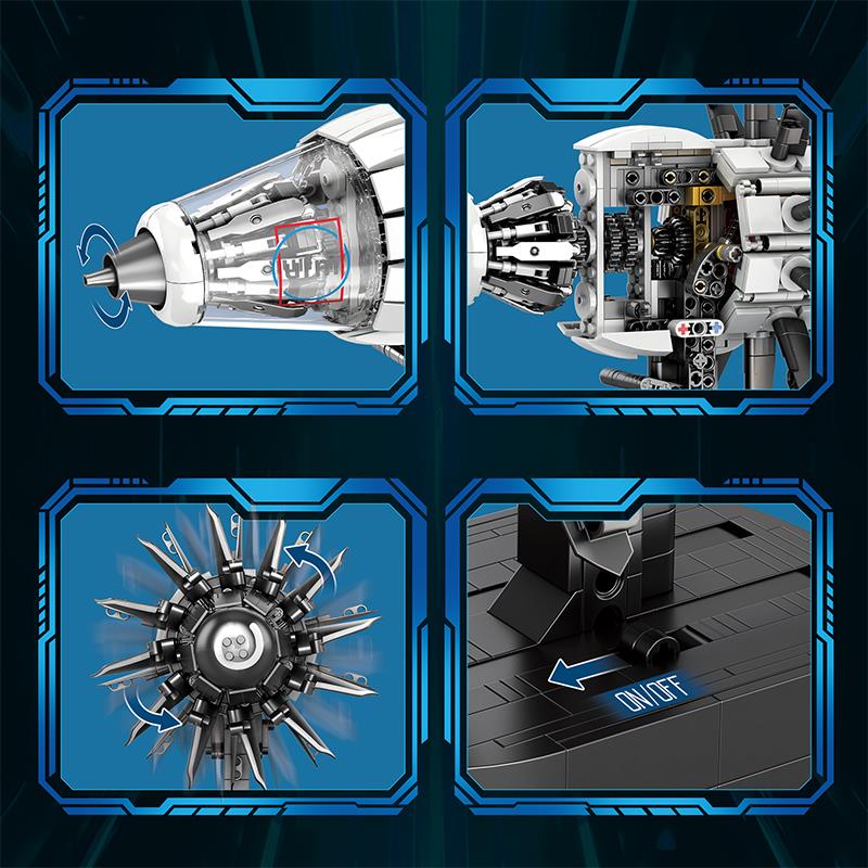 Reobrix Technic 33018 Uçak Motoru (Aircraft Engine) Hareketli Yaratıcı Yapı Blok Seti Building Blocks 1351 Parça