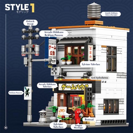 Reobrix 66503 Oyun Mağazası Yaratıcı Yapı Blok Seti Building Blocks (Arcade Game Store) - 984 Parça - Thumbnail