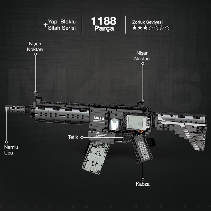 Reobrix 77004 M416 Assault Rifle Motorlu Yaratıcı Yapı Blok Seti Building Blocks - 1101 Parça