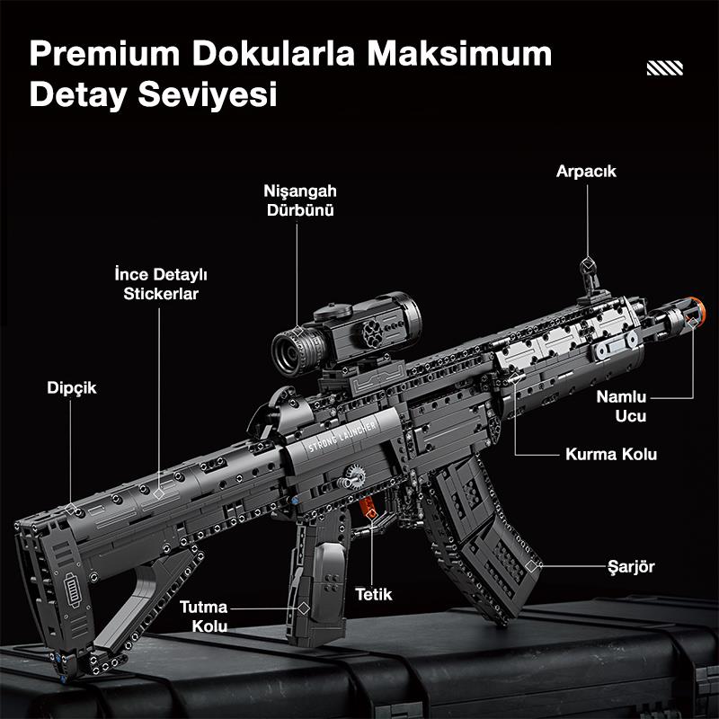 Reobrix 77024 Saldırı Tüfeği QBU-191 Yaratıcı Yapı Blok Seti Building Blocks (Assault Rifle QBU-191)- 1593 Parça