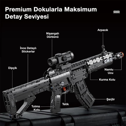 Reobrix 77024 Saldırı Tüfeği QBU-191 Yaratıcı Yapı Blok Seti Building Blocks (Assault Rifle QBU-191)- 1593 Parça - Thumbnail
