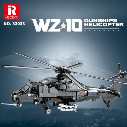 Reobrix 33033 Changhe Z-10 Helikopter Yaratıcı Yapı Blok Seti Building Blocks - 1169 Parça - Thumbnail