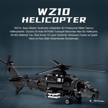Reobrix 33033 Changhe Z-10 Helikopter Yaratıcı Yapı Blok Seti Building Blocks - 1169 Parça - Thumbnail