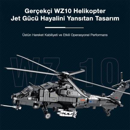 Reobrix 33033 Changhe Z-10 Helikopter Yaratıcı Yapı Blok Seti Building Blocks - 1169 Parça - Thumbnail