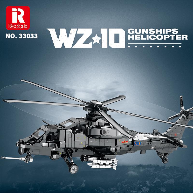 Reobrix 33033 Changhe Z-10 Helikopter Yaratıcı Yapı Blok Seti Building Blocks - 1366 Parça