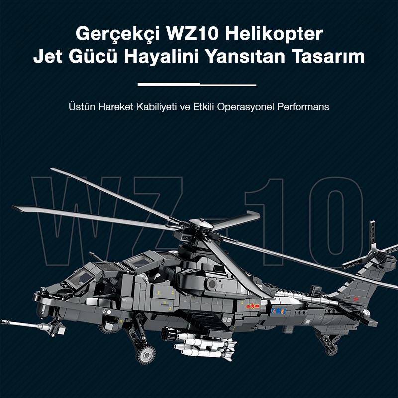 Reobrix 33033 Changhe Z-10 Helikopter Yaratıcı Yapı Blok Seti Building Blocks - 1366 Parça
