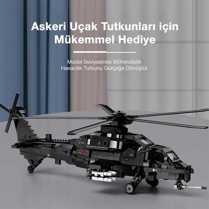 Reobrix 33033 Changhe Z-10 Helikopter Yaratıcı Yapı Blok Seti Building Blocks - 1366 Parça