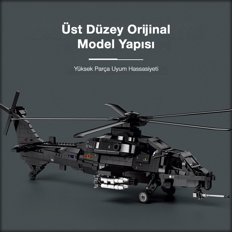Reobrix 33033 Changhe Z-10 Helikopter Yaratıcı Yapı Blok Seti Building Blocks - 1366 Parça