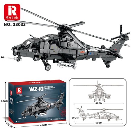 Reobrix 33033 Changhe Z-10 Helikopter Yaratıcı Yapı Blok Seti Building Blocks - 1366 Parça - Thumbnail