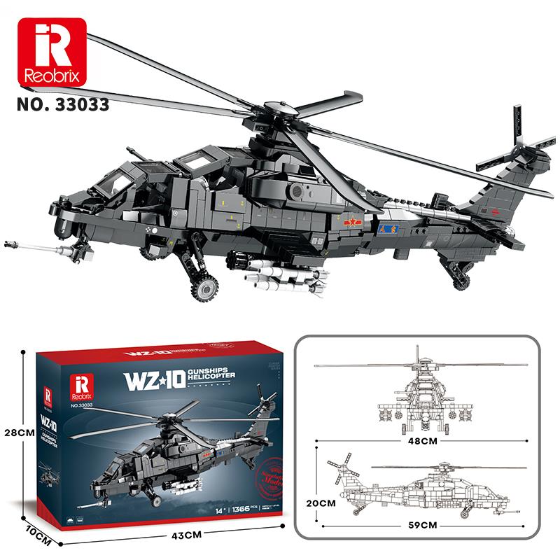 Reobrix 33033 Changhe Z-10 Helikopter Yaratıcı Yapı Blok Seti Building Blocks - 1366 Parça