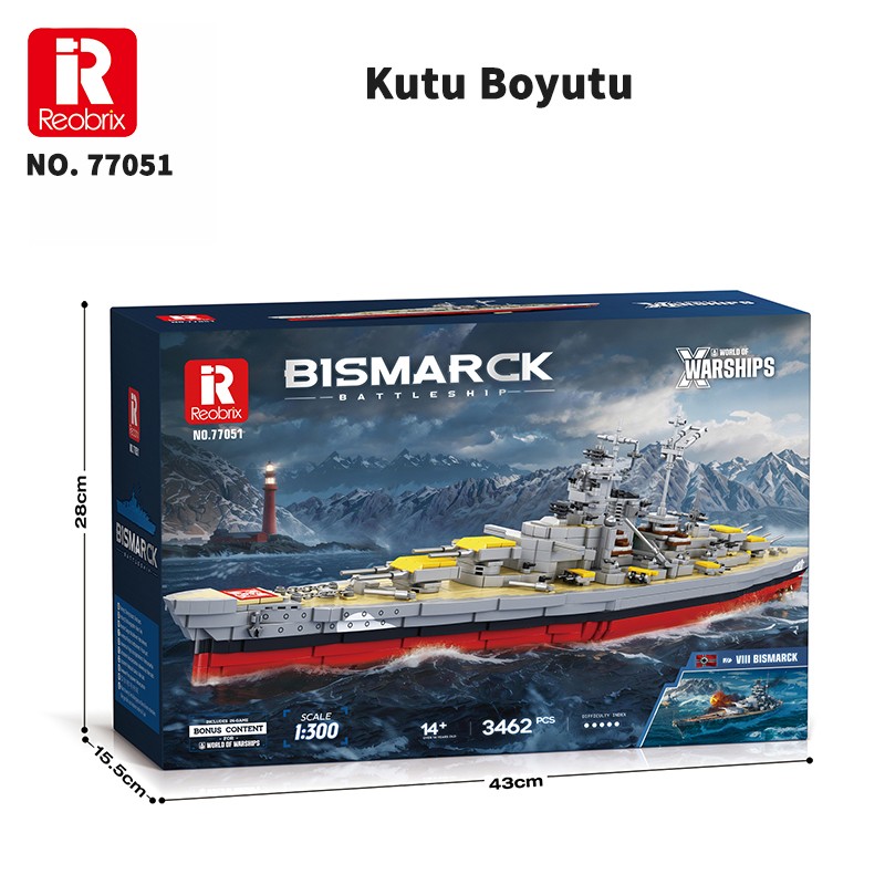 Reobrix Battleship Bismarck 77051 Brick Yapım Seti
