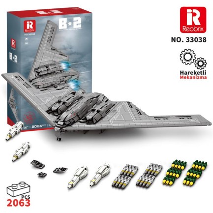 Reobrix 33038 B2 Bombardıman Uçağı Yaratıcı Yapı Blok Seti Building Blocks (B2 Bomber)- 1977 Parça - Thumbnail