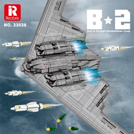 Reobrix 33038 B2 Bombardıman Uçağı Yaratıcı Yapı Blok Seti Building Blocks (B2 Bomber)- 1977 Parça - Thumbnail