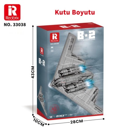 Reobrix 33038 B2 Bombardıman Uçağı Yaratıcı Yapı Blok Seti Building Blocks (B2 Bomber)- 1977 Parça - Thumbnail