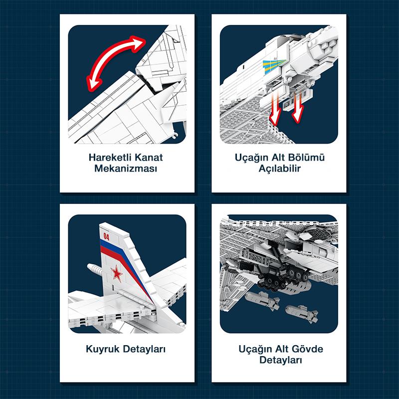 Reobrix 33036 Sovyet TU-160 Strateji Bombardıman Jet Uçağı Yaratıcı Yapı Blok Seti (TU-160 Strategic Bomber Aircraft) - 1598 Parça