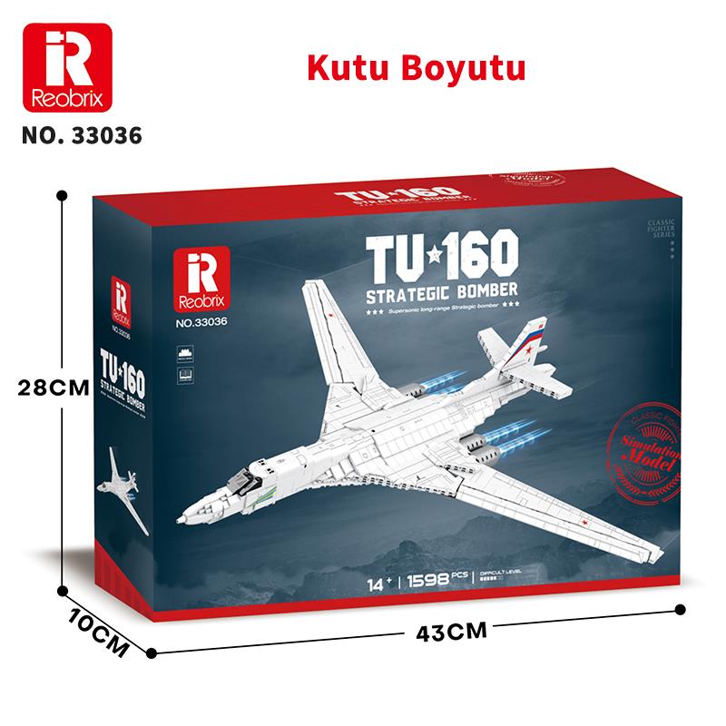 Reobrix 33036 Sovyet TU-160 Strateji Bombardıman Jet Uçağı Yaratıcı Yapı Blok Seti (TU-160 Strategic Bomber Aircraft) - 1598 Parça