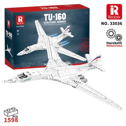 Reobrix - Reobrix 33036 Sovyet TU-160 Strateji Bombardıman Jet Uçağı Yaratıcı Yapı Blok Seti (TU-160 Strategic Bomber Aircraft) - 1598 Parça