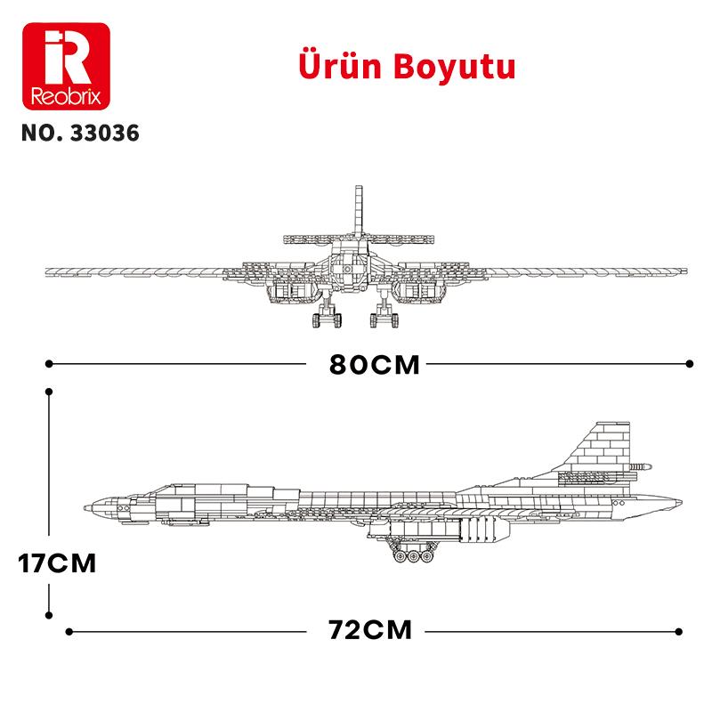 Reobrix 33036 Sovyet TU-160 Strateji Bombardıman Jet Uçağı Yaratıcı Yapı Blok Seti (TU-160 Strategic Bomber Aircraft) - 1598 Parça