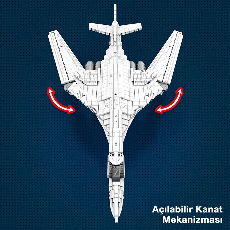 Reobrix 33036 Sovyet TU-160 Strateji Bombardıman Jet Uçağı Yaratıcı Yapı Blok Seti (TU-160 Strategic Bomber Aircraft) - 1598 Parça
