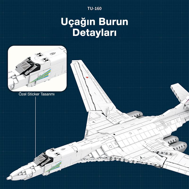 Reobrix 33036 Sovyet TU-160 Strateji Bombardıman Jet Uçağı Yaratıcı Yapı Blok Seti (TU-160 Strategic Bomber Aircraft) - 1598 Parça