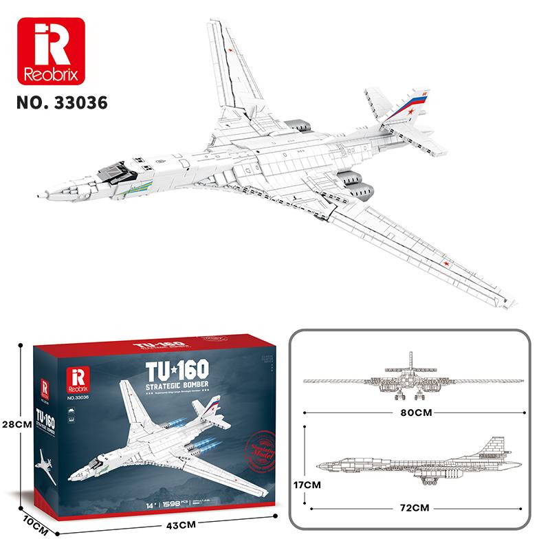 Reobrix 33036 Sovyet TU-160 Strateji Bombardıman Jet Uçağı Yaratıcı Yapı Blok Seti (TU-160 Strategic Bomber Aircraft) - 1598 Parça