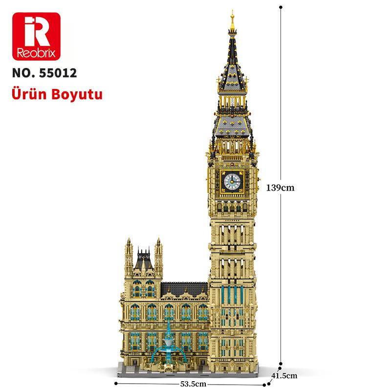 Reobrix 55012 Saat Kulesi Big Ben Yaratıcı Yapı Blok Seti Building Blocks (The Clock Tower)-13825Parça